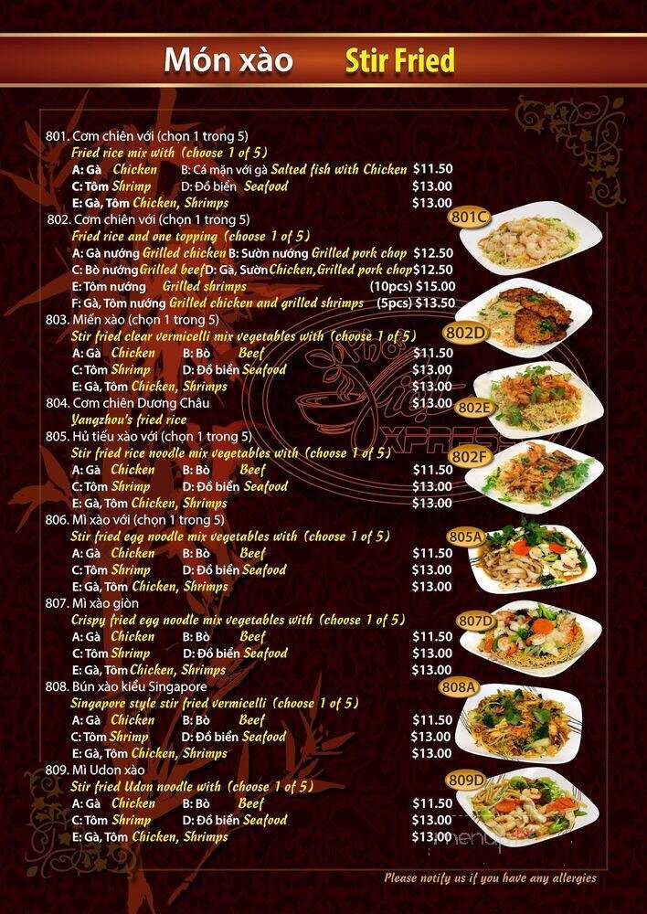 Pho Viet Xpress - Woodbridge, ON menu_pic