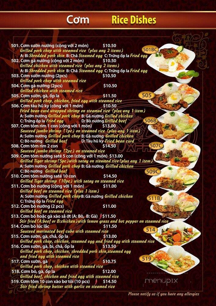 Pho Viet Xpress - Woodbridge, ON menu_pic