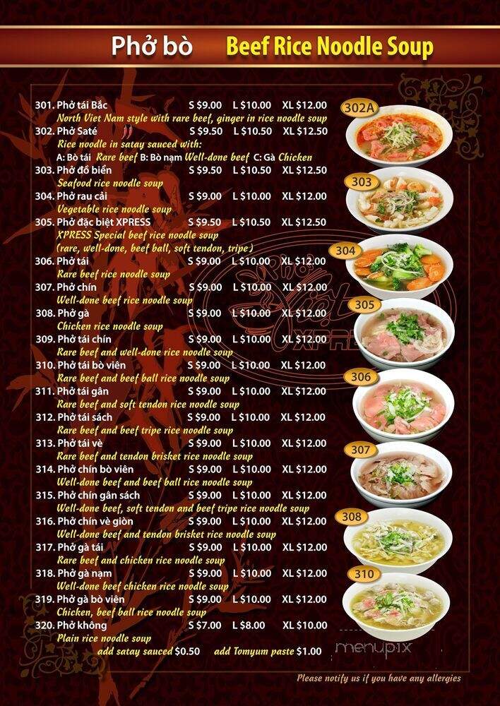 Pho Viet Xpress - Woodbridge, ON menu_pic