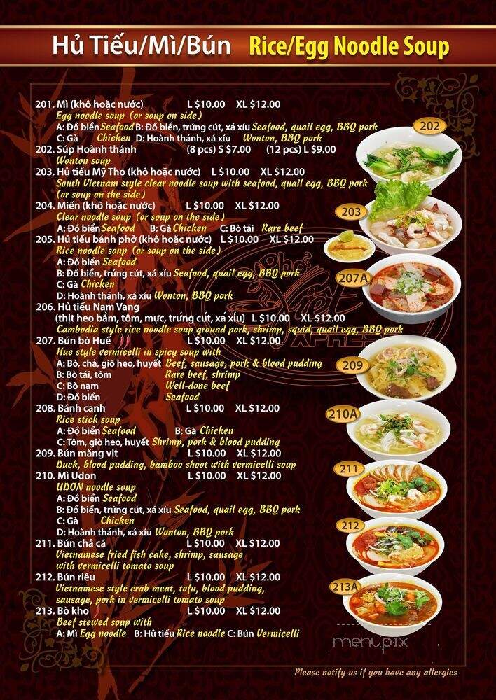 Pho Viet Xpress - Woodbridge, ON menu_pic