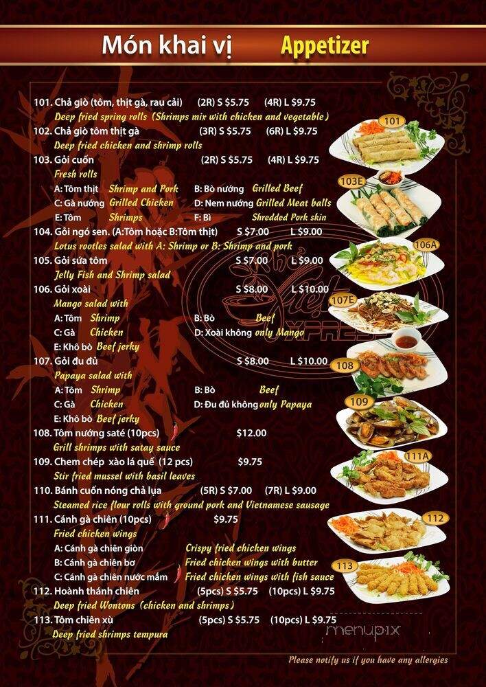Pho Viet Xpress - Woodbridge, ON menu_pic