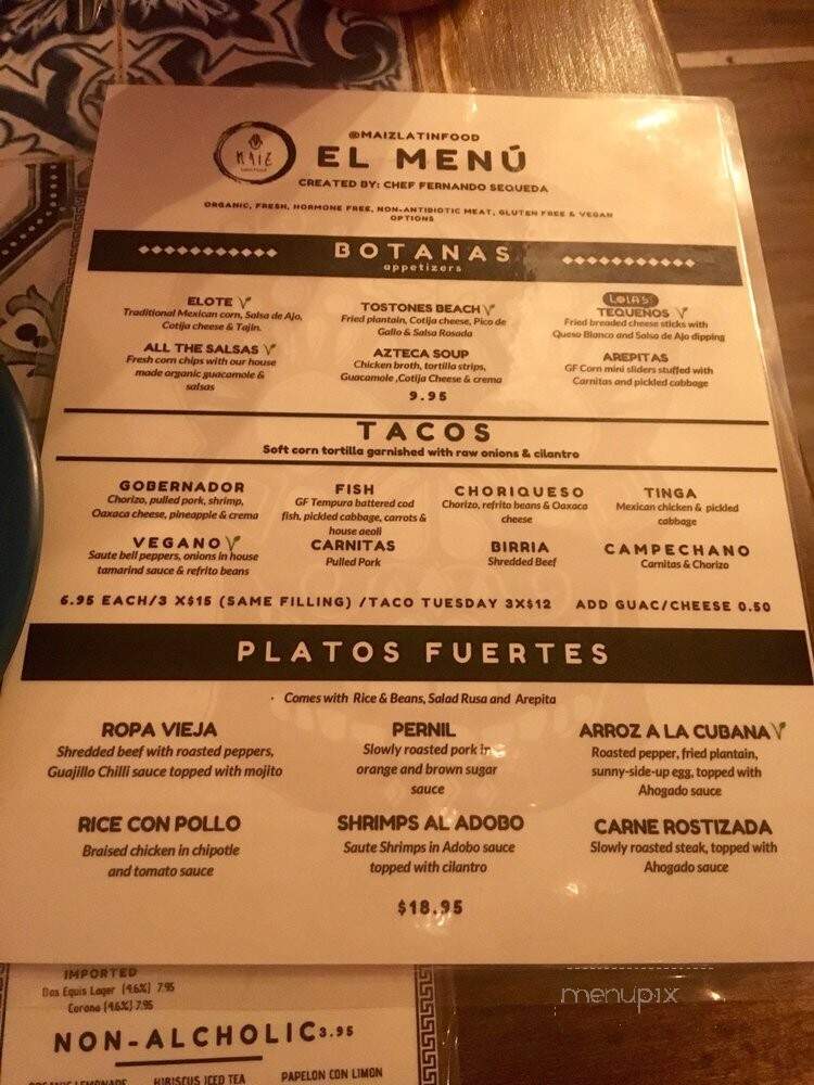 Maiz - Toronto, ON menu_pic