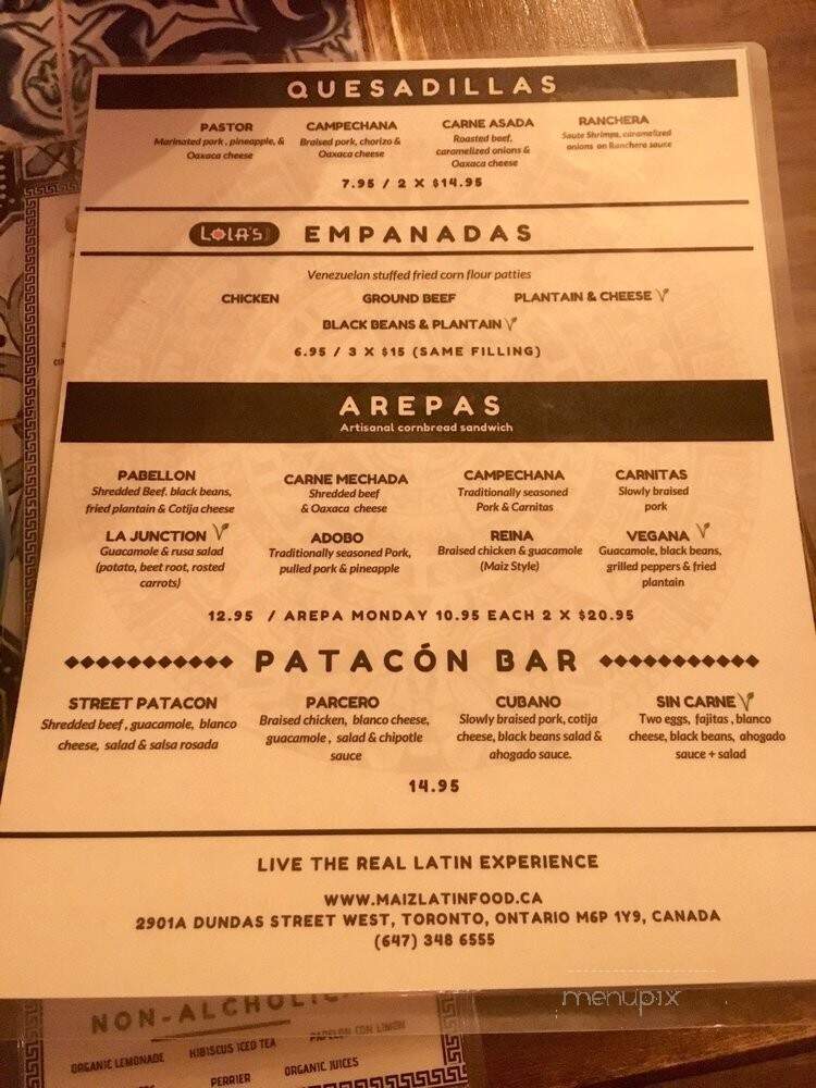 Maiz - Toronto, ON menu_pic