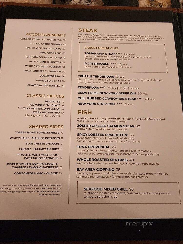 Atlas Steak + Fish - Edmonton, AB menu_pic