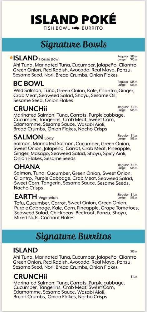 Island Poke - Victoria, BC menu_pic