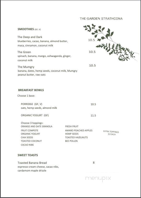 The Garden Strathcona - Vancouver, BC menu_pic