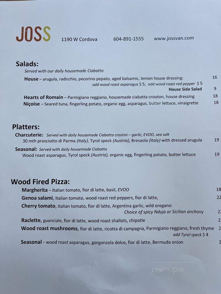 Jos - Vancouver, BC menu_pic