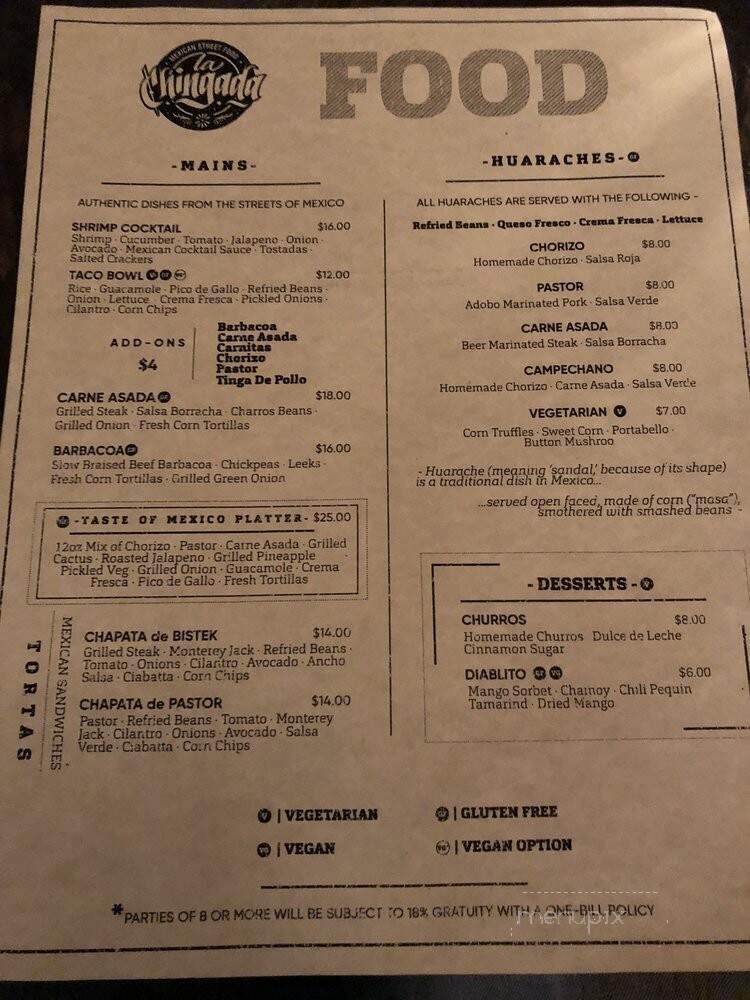 La Chingada - Toronto, ON menu_pic