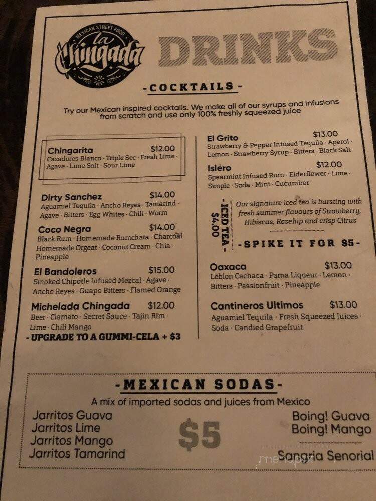 La Chingada - Toronto, ON menu_pic