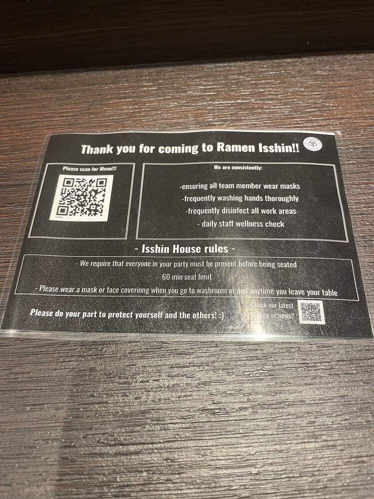 Ramen Isshin - Toronto, ON menu_pic