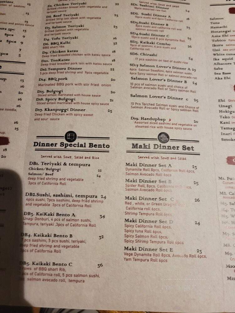 Kaikaki Japanese Restaurant - Toronto, ON menu_pic