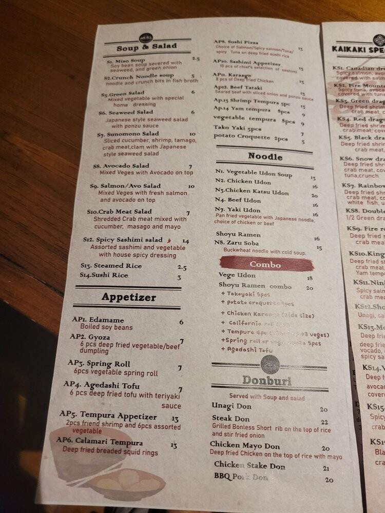 Kaikaki Japanese Restaurant - Toronto, ON menu_pic