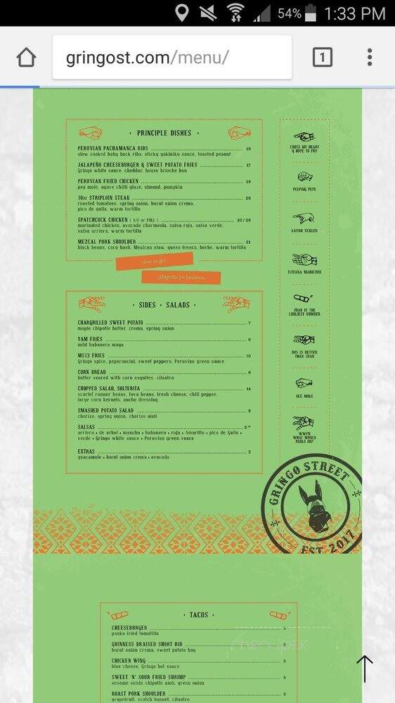 Gringo Street - Calgary, AB menu_pic