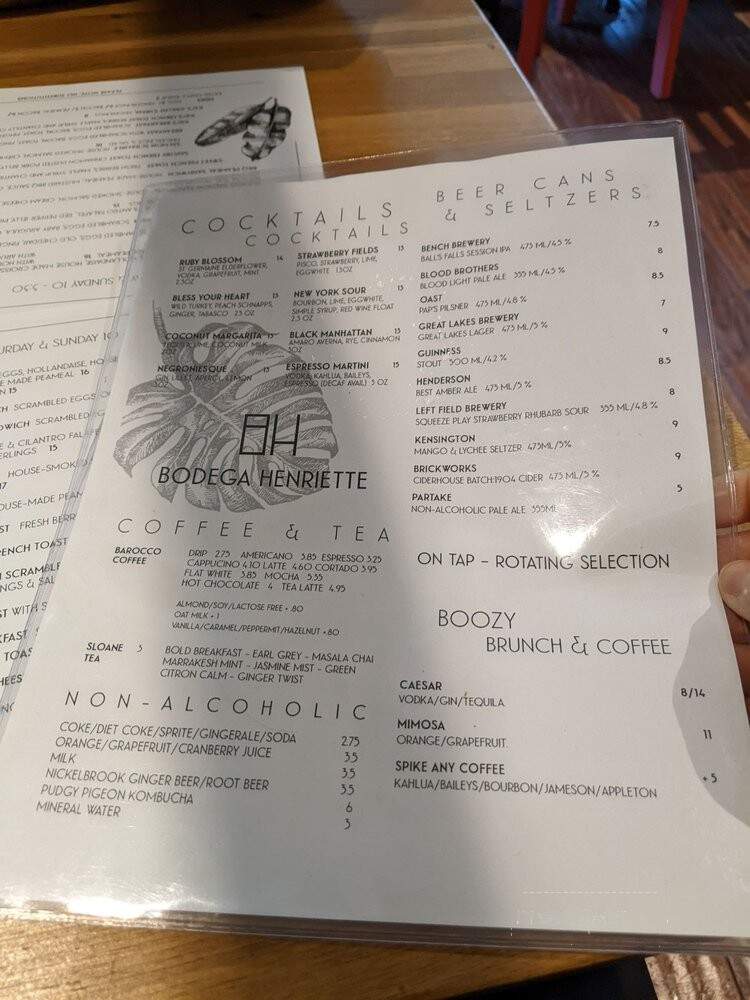 Bodega Henriette - Toronto, ON menu_pic