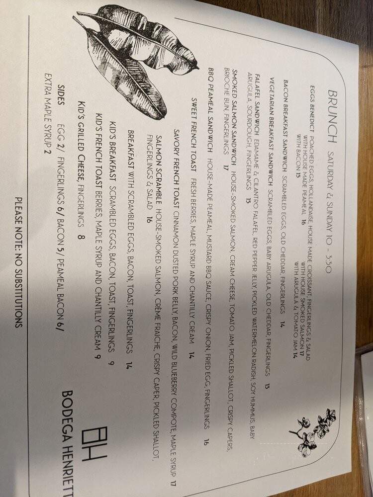 Bodega Henriette - Toronto, ON menu_pic