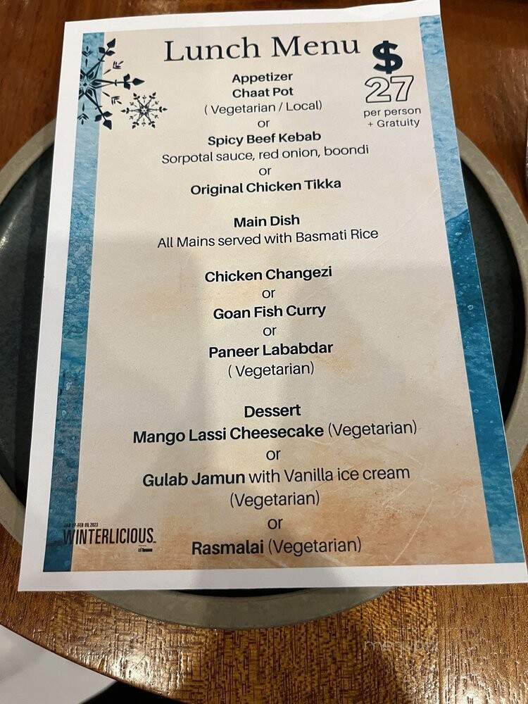 Goa Kitchen - Toronto, ON menu_pic