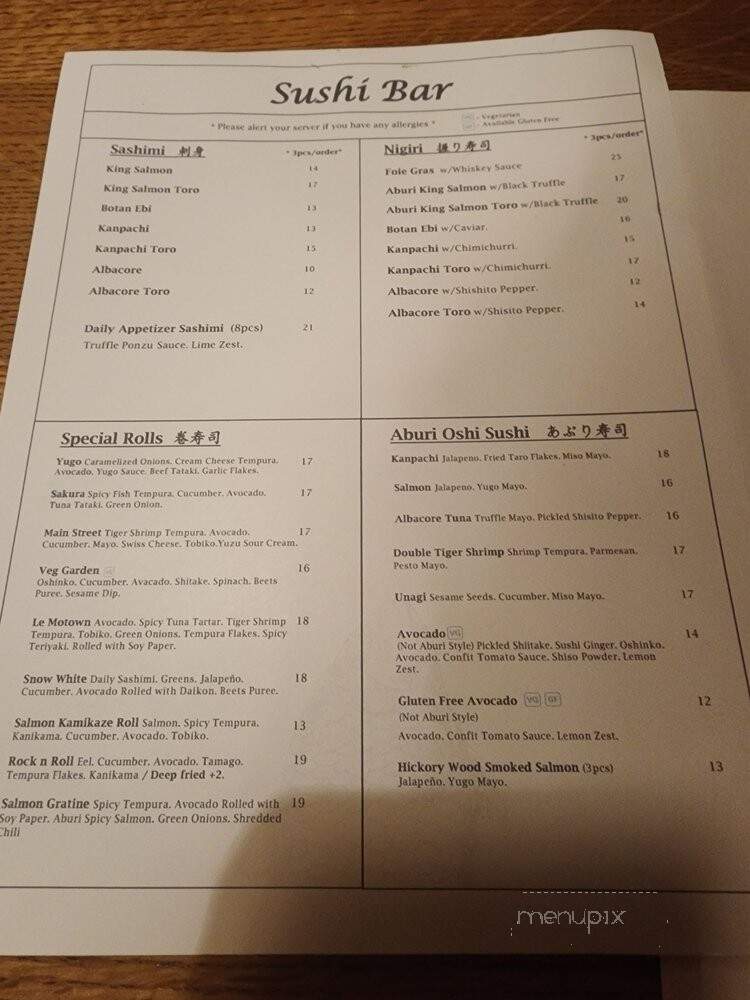 Yugo Restaurant - Vancouver, BC menu_pic