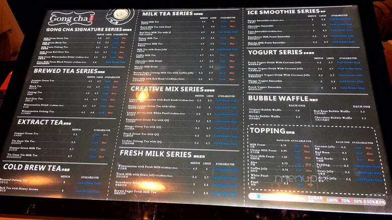 Gong Cha - Vancouver, BC menu_pic