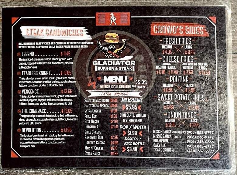 Gladiator Burger & Steak - Mississauga, ON