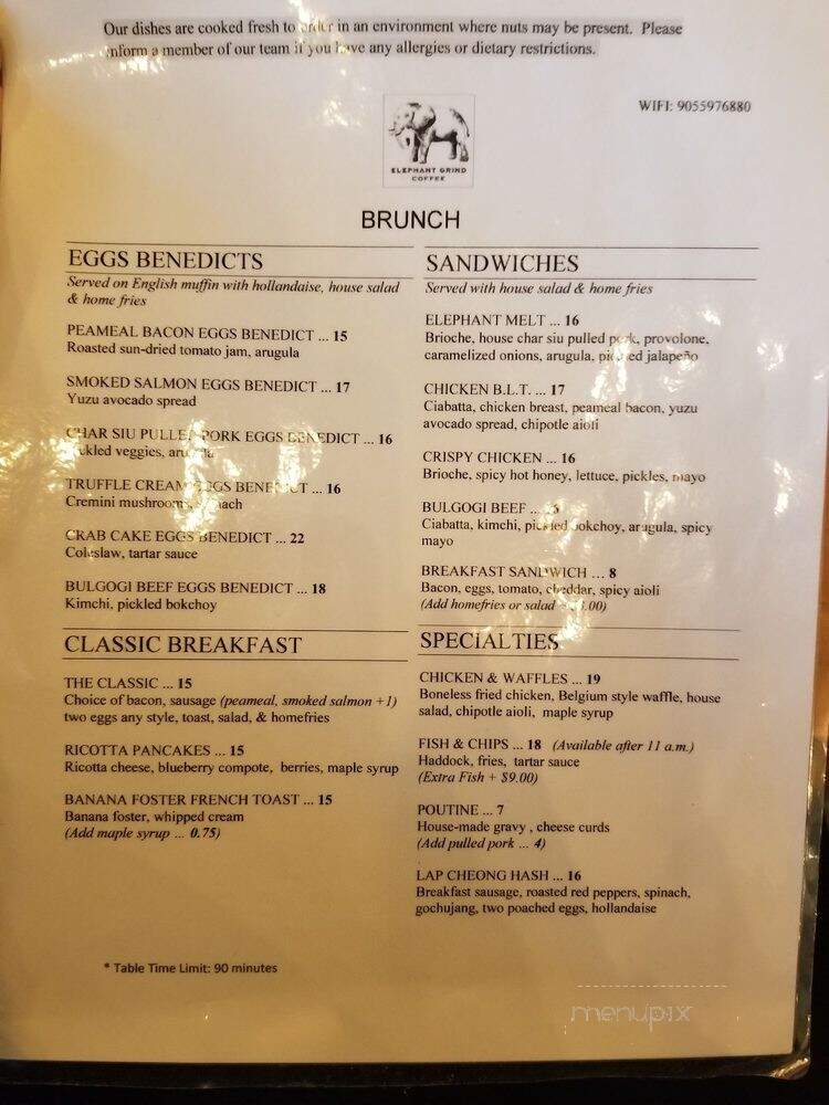 Elephant Grind Coffee - Richmond Hill, ON menu_pic