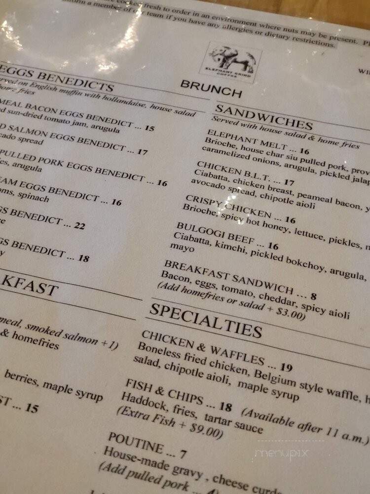 Elephant Grind Coffee - Richmond Hill, ON menu_pic