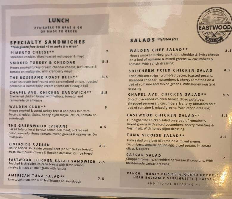 Eastwood Deli - Nashville, TN menu_pic