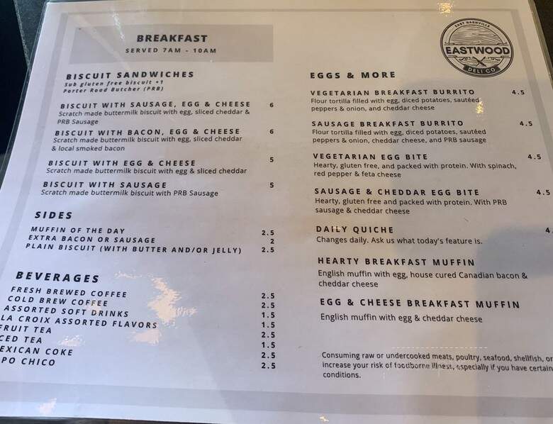 Eastwood Deli - Nashville, TN menu_pic