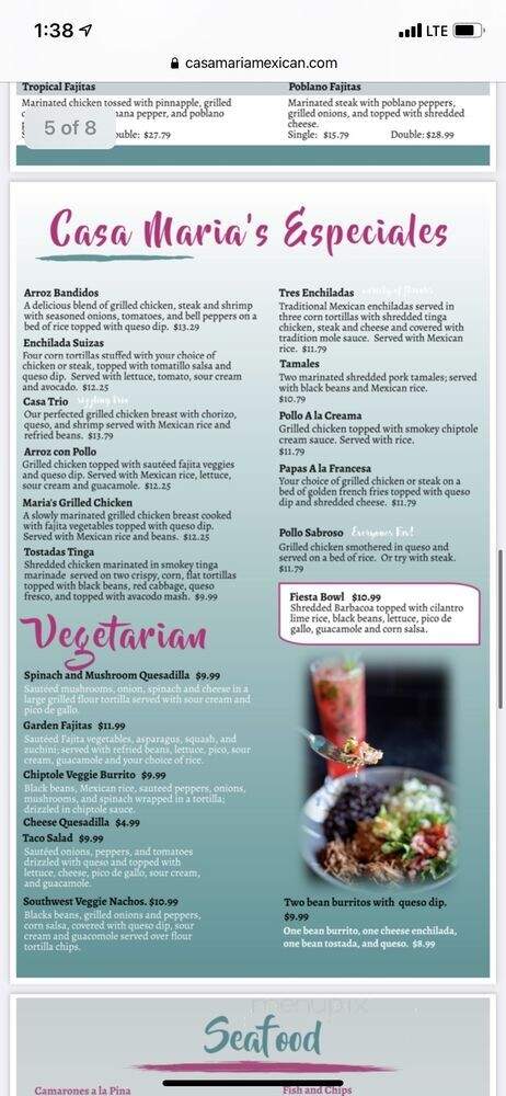 Casa Maria's - Columbia, MO menu_pic