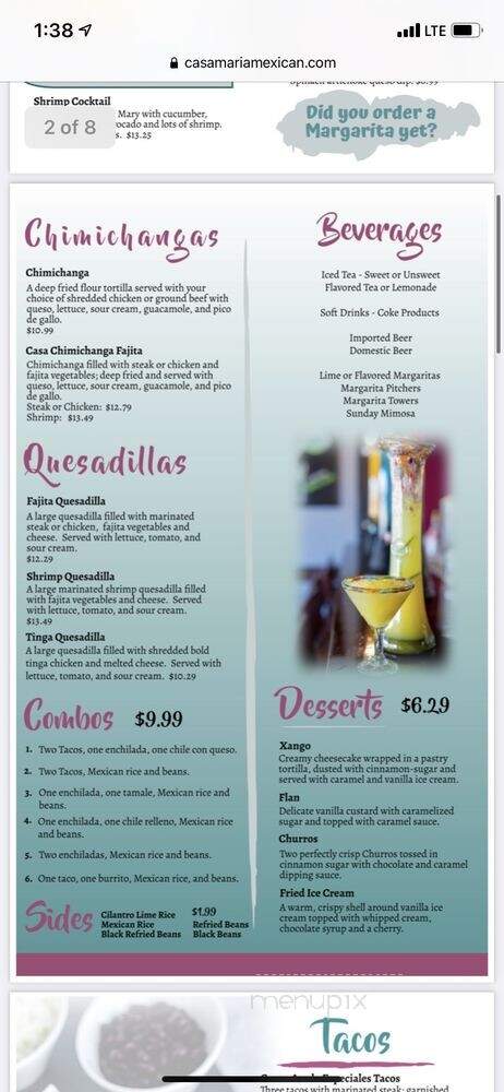 Casa Maria's - Columbia, MO menu_pic