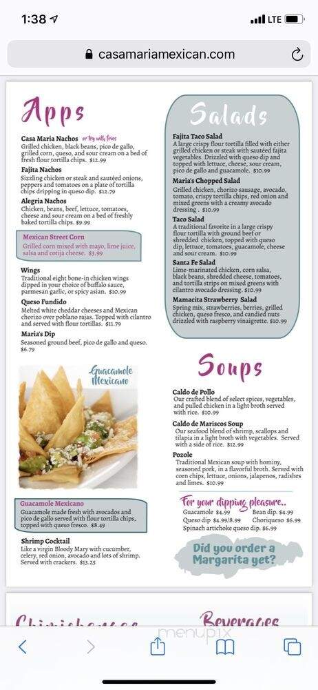Casa Maria's - Columbia, MO menu_pic