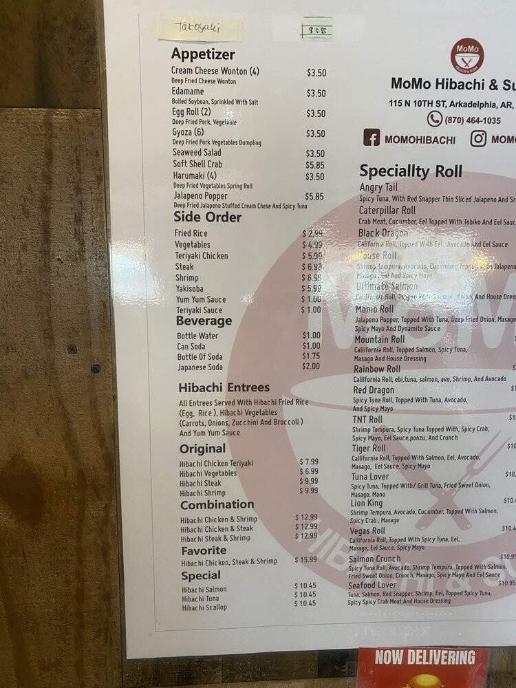 MoMo Hibachi & Sushi - Arkadelphia, AR menu_pic