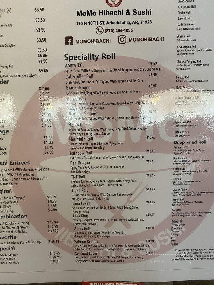 MoMo Hibachi & Sushi - Arkadelphia, AR menu_pic