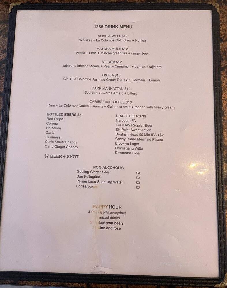1285 Coffee and Cocktails - Brooklyn, NY menu_pic
