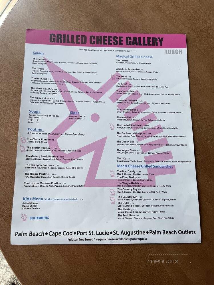 Grilled Cheese Gallery - West Palm Beach, FL menu_pic