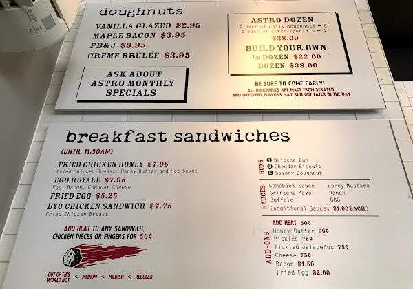 Astro Doughnuts & Fried Chicken - Washington, DC menu_pic