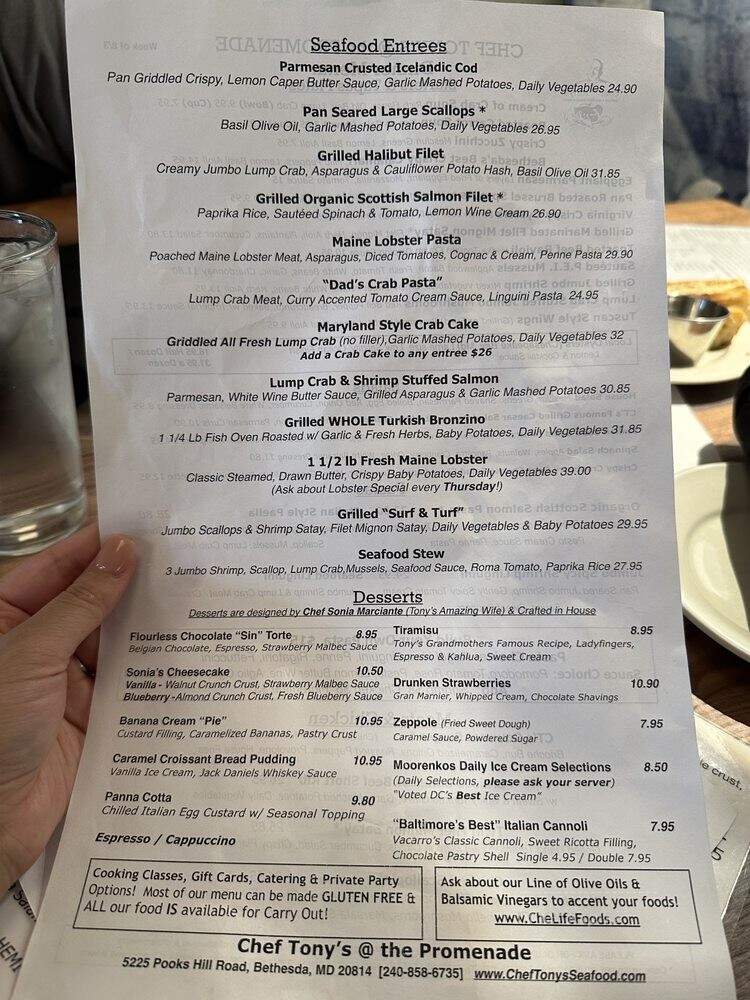 Chef Tony's - Bethesda, MD menu_pic