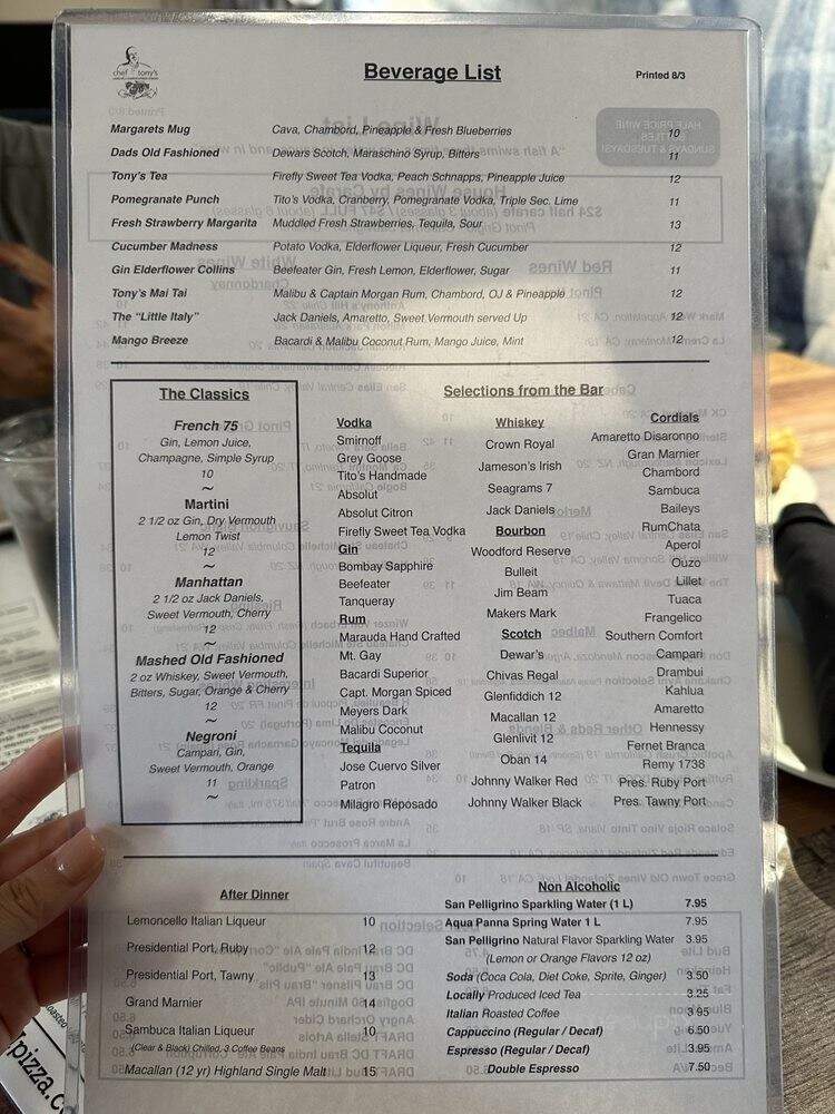 Chef Tony's - Bethesda, MD menu_pic