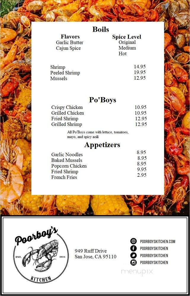 Poorboy's Kitchen - San Jose, CA menu_pic