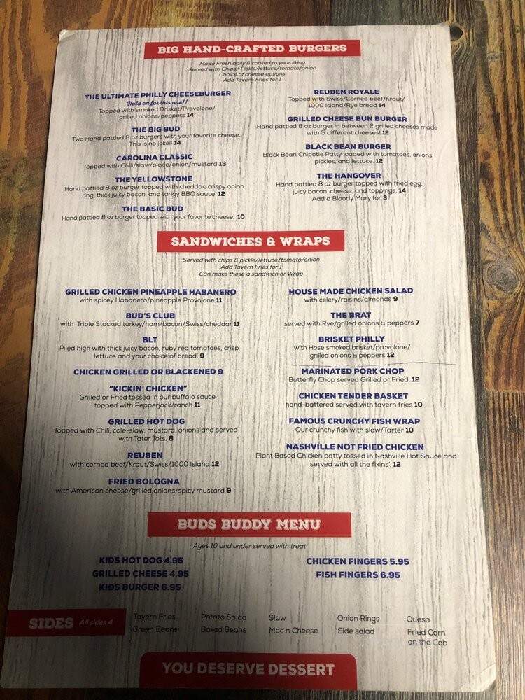 Bud's Tavern - Louisville, KY menu_pic