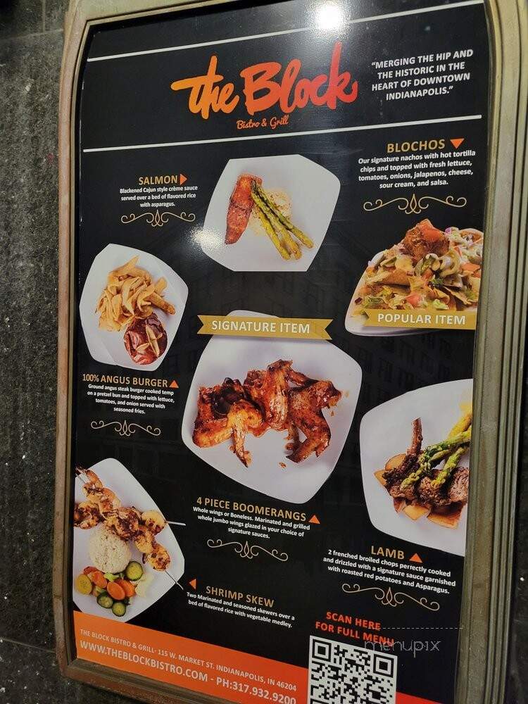 The Block Bistro and Grill - Indianapolis, IN menu_pic