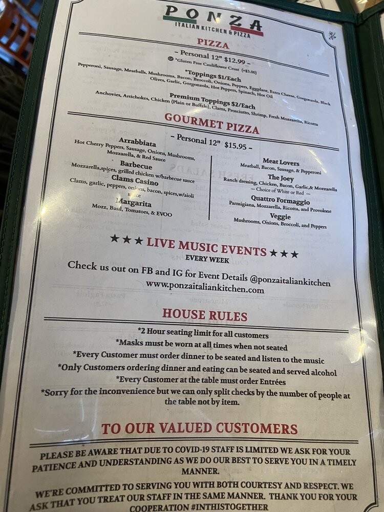 Ponza Italian Kitchen - Norwalk, CT menu_pic