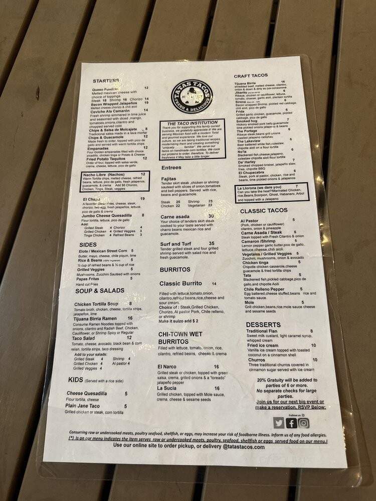 Tatas Tacos - Chicago, IL menu_pic