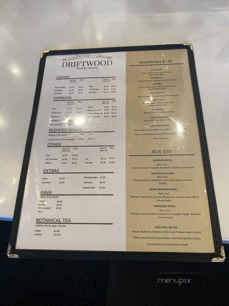 Driftwood Kava & Roastery - St. Petersburg, FL menu_pic