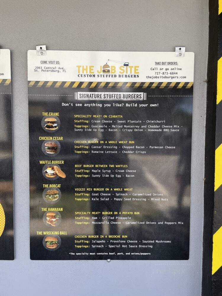 The Job Site Burgers - St. Petersburg, FL menu_pic