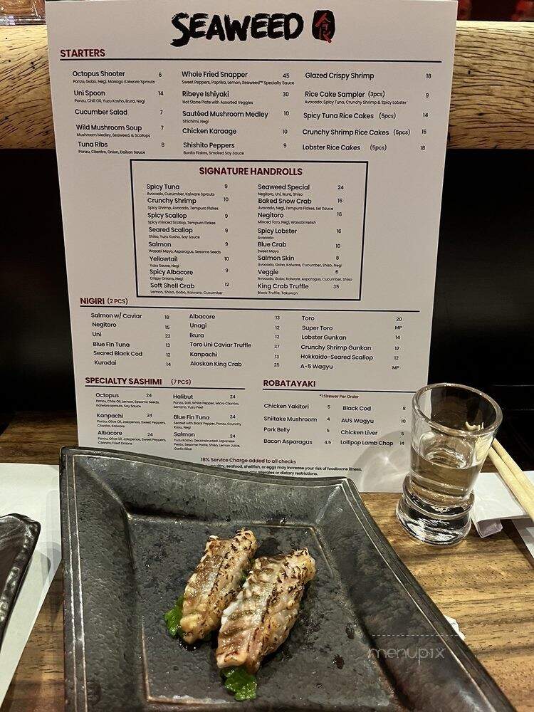 Seaweed Hand Roll Bar - Glendale, CA menu_pic
