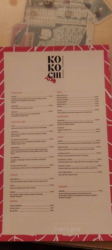 Kokochi Izakaya - Verdun, QC menu_pic