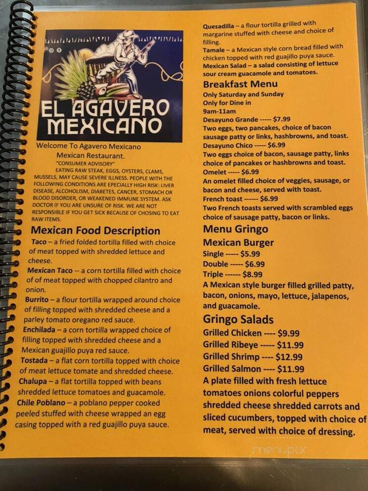 El Agavero Mexicano - Jamestown, NC menu_pic