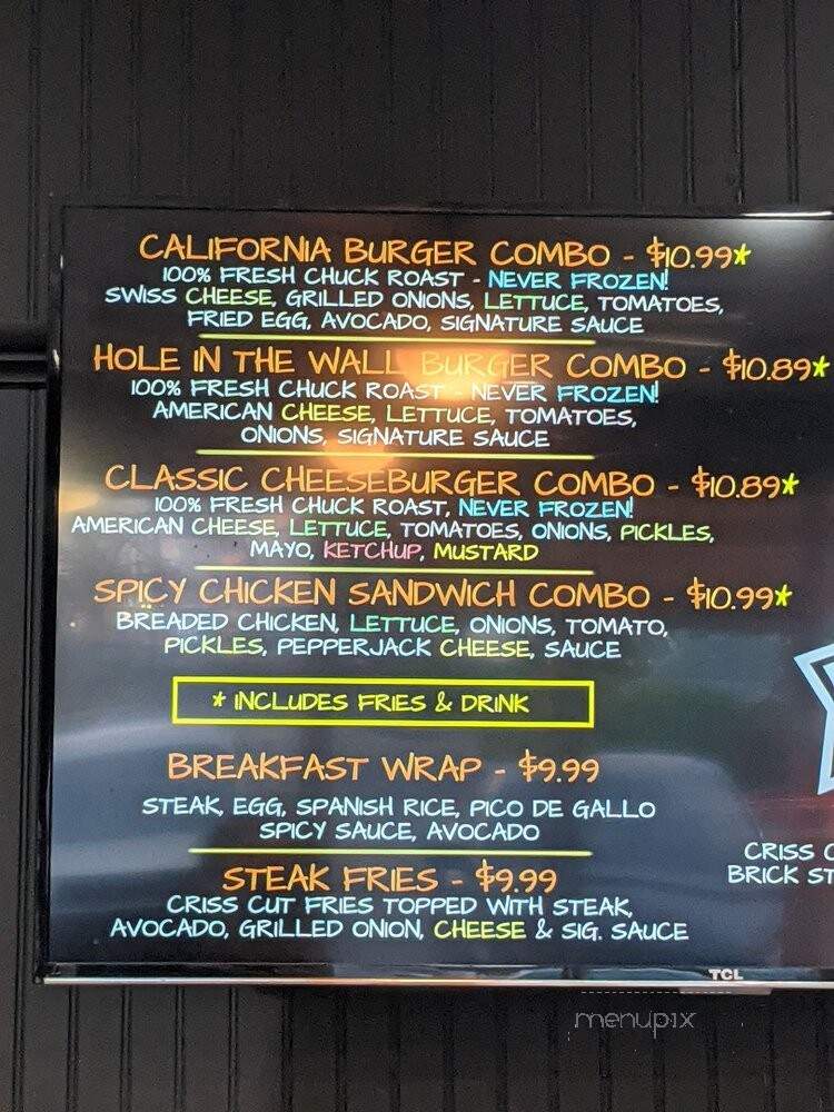 Hole In the Wall Burger - Costa Mesa, CA menu_pic