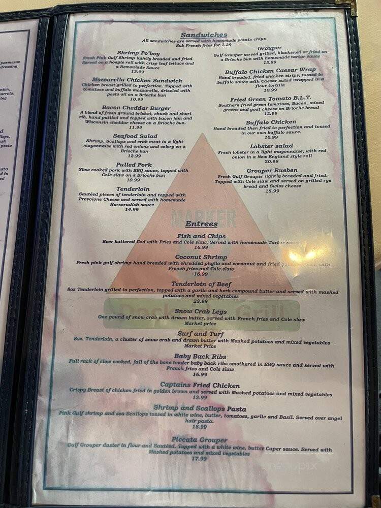 Marker 52 Dockside Grill - North Fort Myers, FL menu_pic