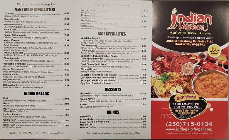 Indian Kitchen - Huntsville, AL menu_pic